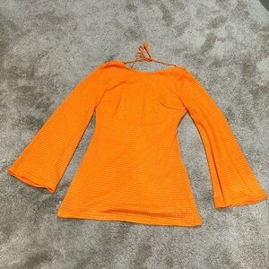 NEW 70s inspired orange flare dress